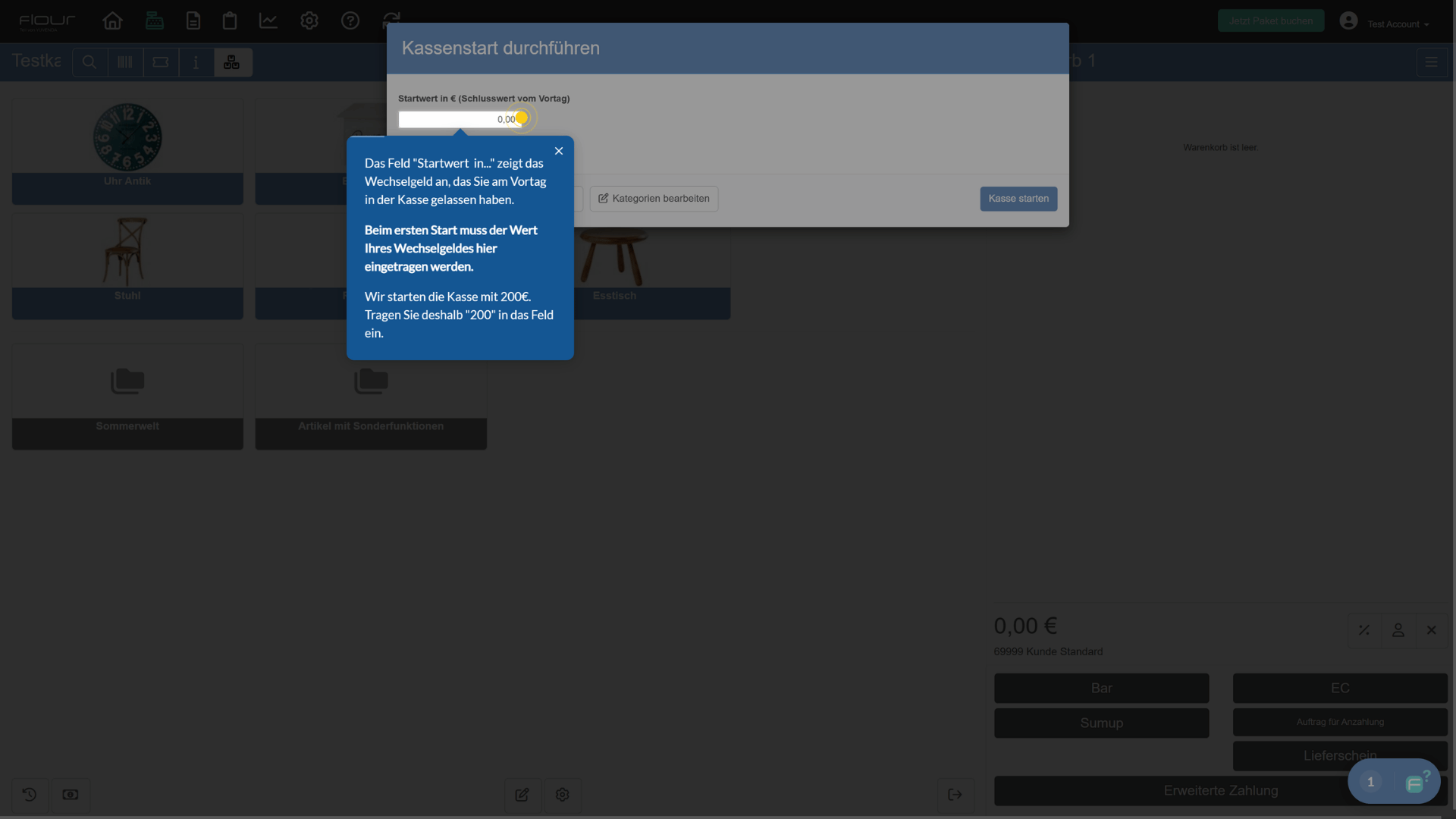 Digitales Onboarding während des Tests vom Kassensystem flour