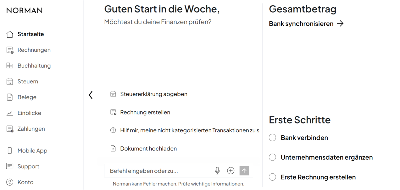 Norman Finance Dashboard: All in one Lösung