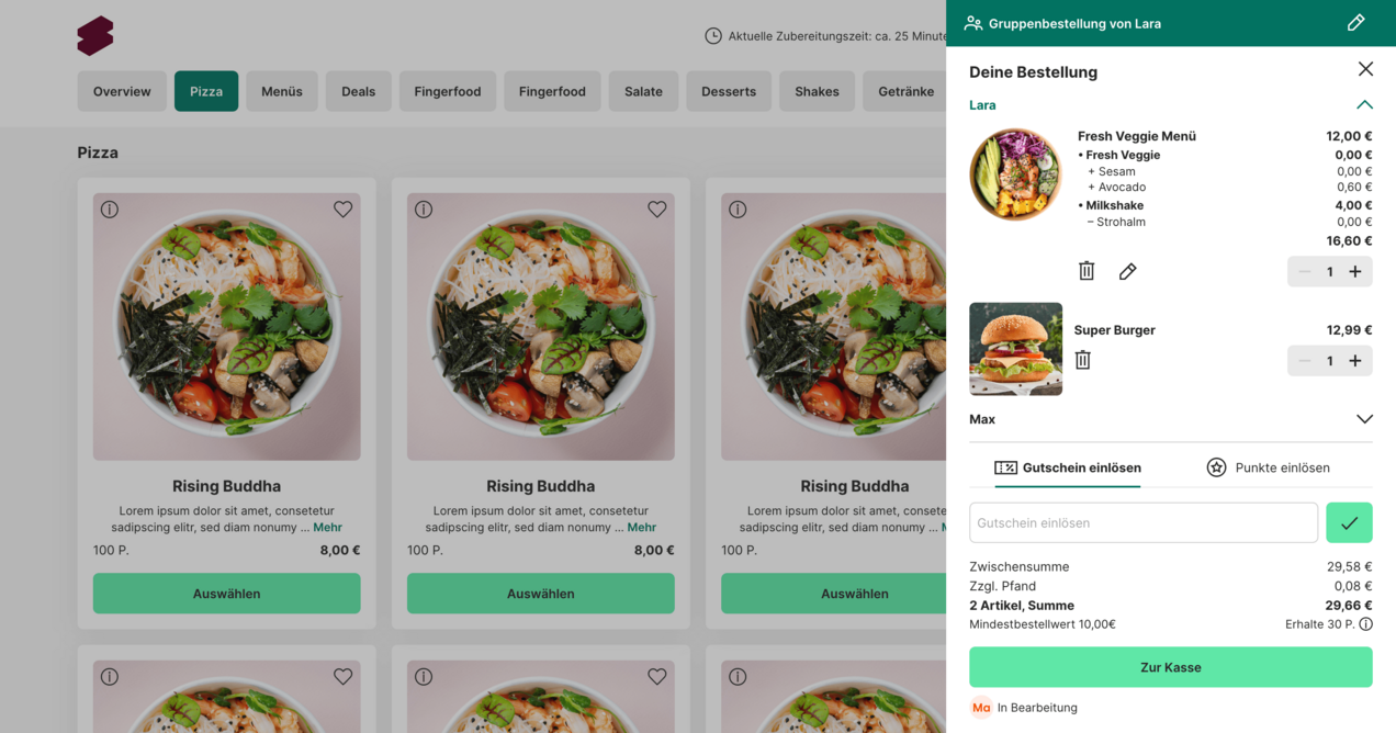 Bestellung über den Restaurant-Webshop von SIDES Bestellung über den Restaurant-Webshop von SIDES