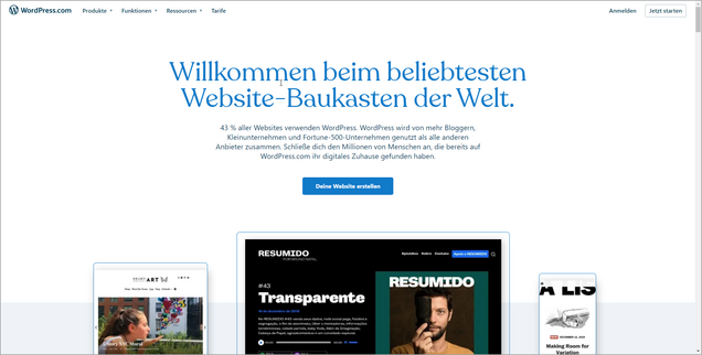 Screenshot WordPress Website kostenlos