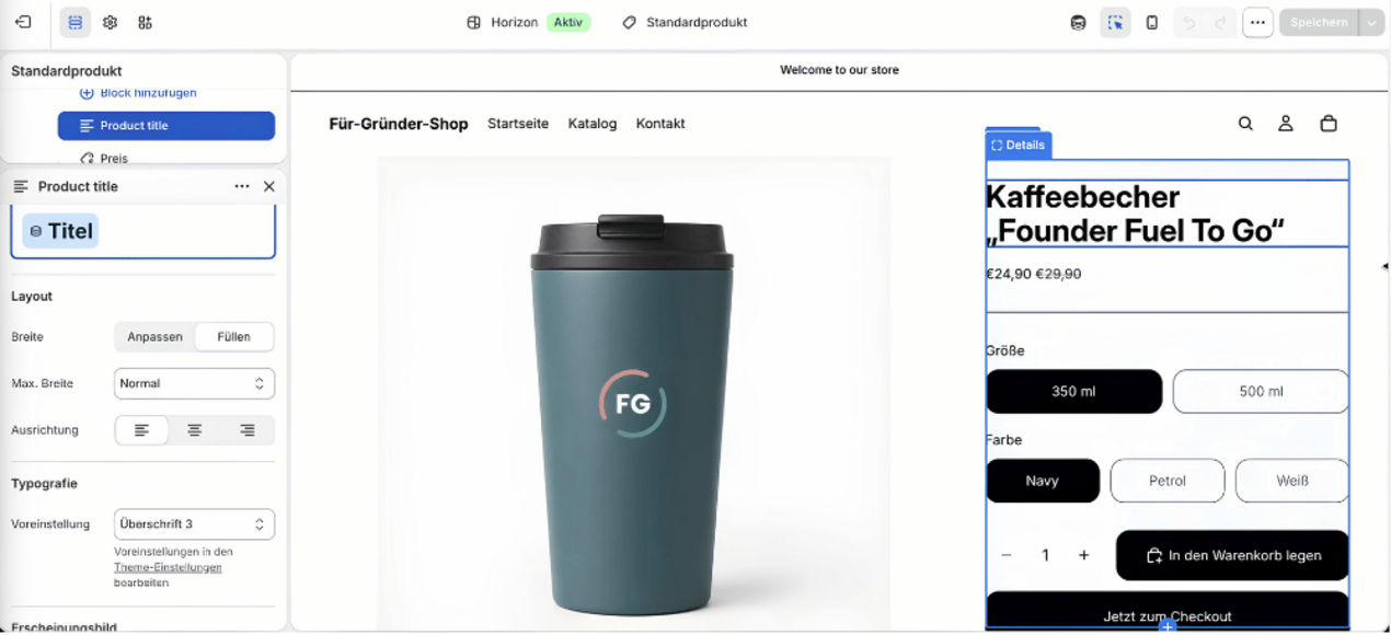 Shop-Editor von Shopify