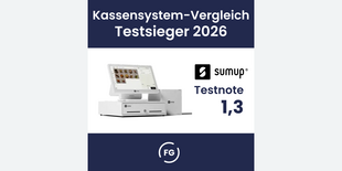 SumUp ist das beste Kassensystem des Vergleichs und eignet sich sowohl für die Gastronomie als auch Friseure und Barber
