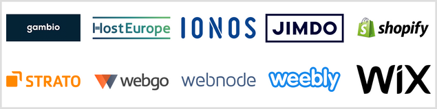 Logos der 10 Anbieter für Shopsysteme
