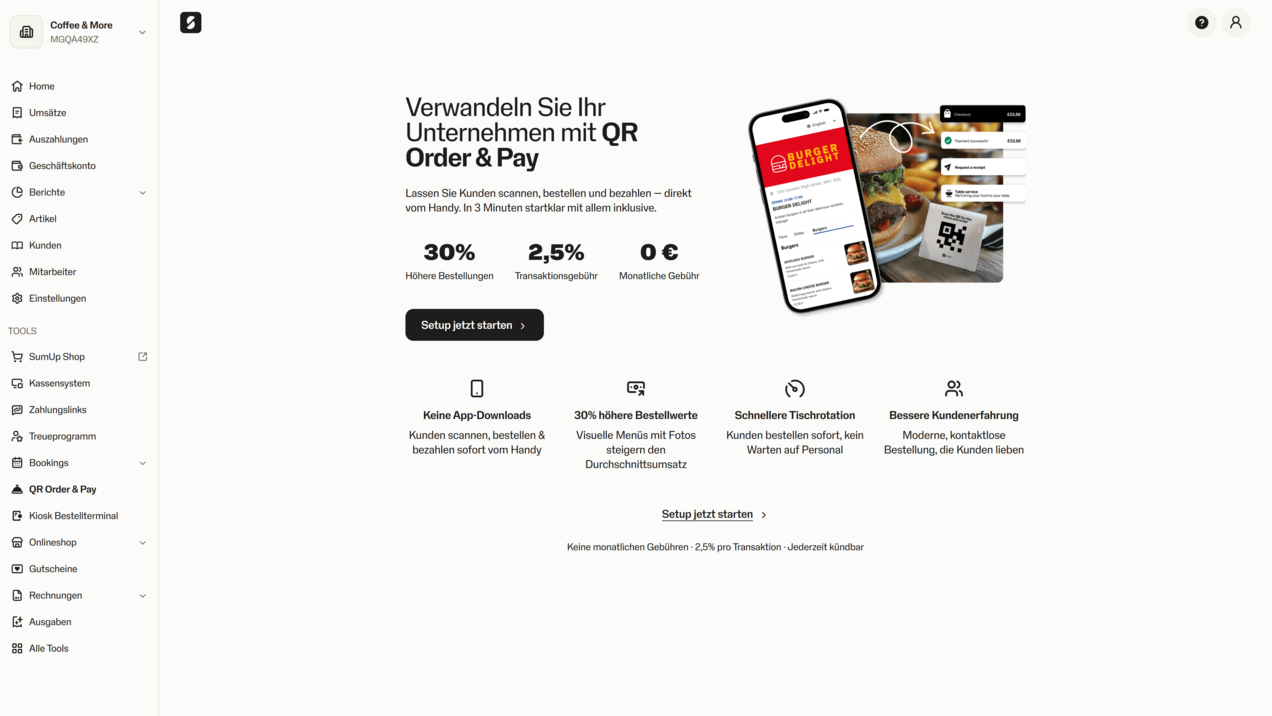 QR-Code-Bestellsystem in SumUp einrichten QR-Code-Bestellsystem in SumUp einrichten