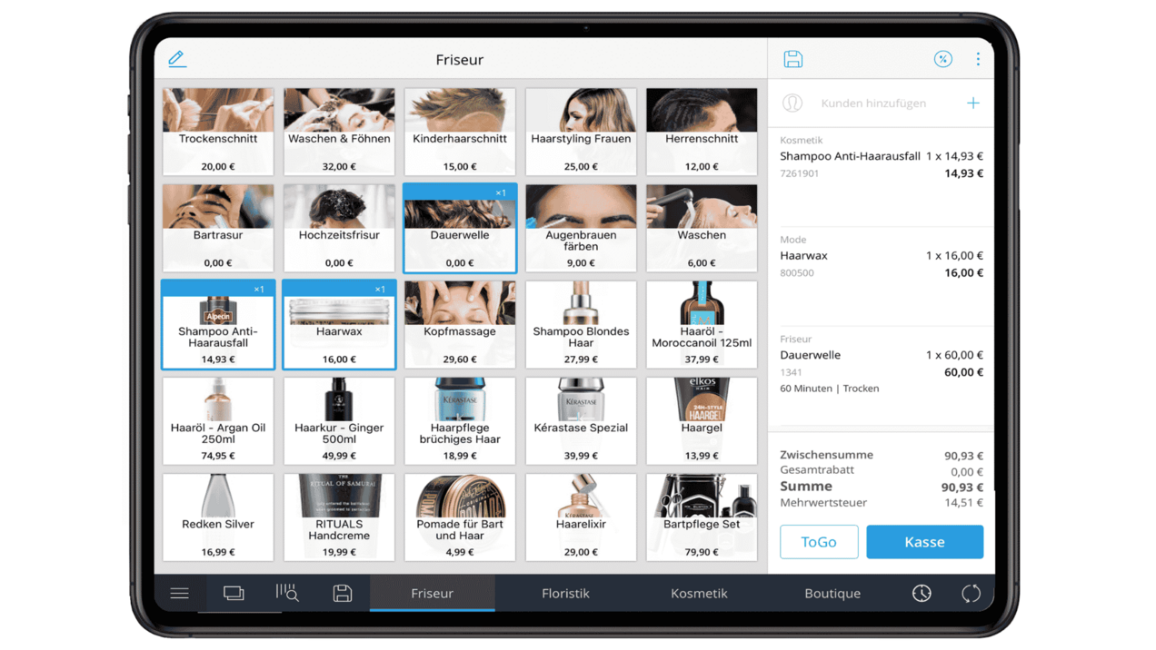 Tillhub-Kassensoftware für Friseure Friseur-Kassensystem von Tillhub