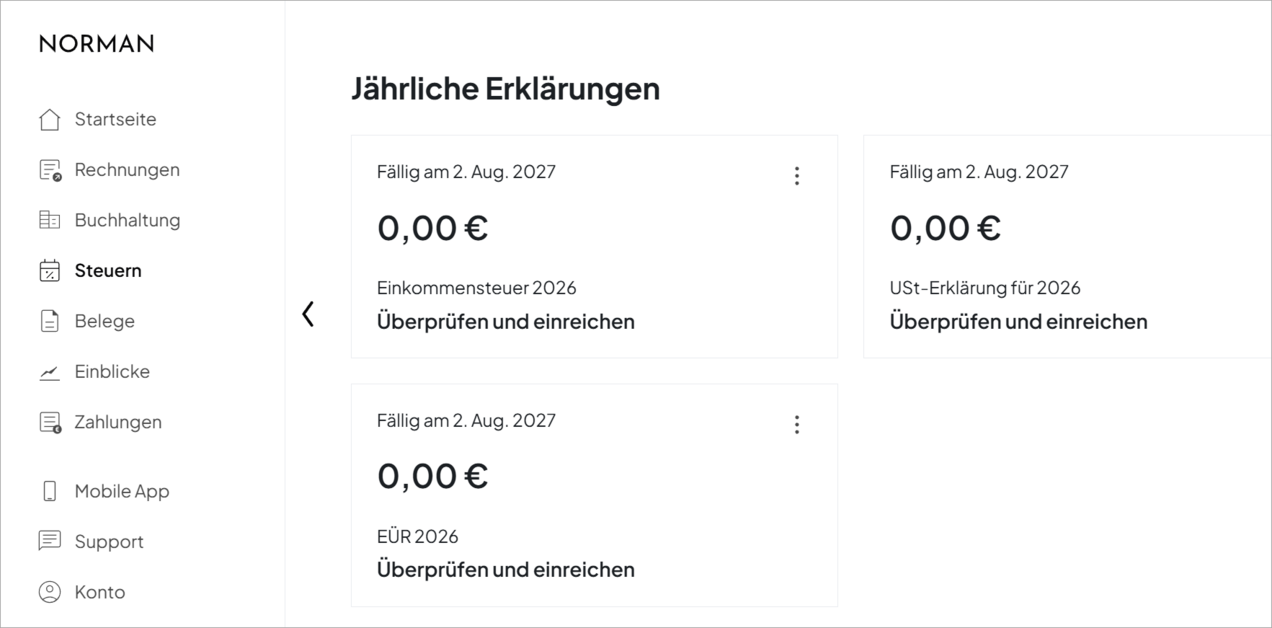 Steuerfunktionen von Norman Finance