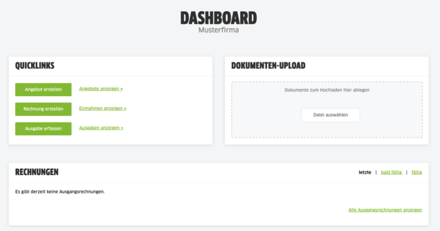 Dashboard FastBill: Rechnungen erstellen, Angebote erstellen & Ausgaben erfassen