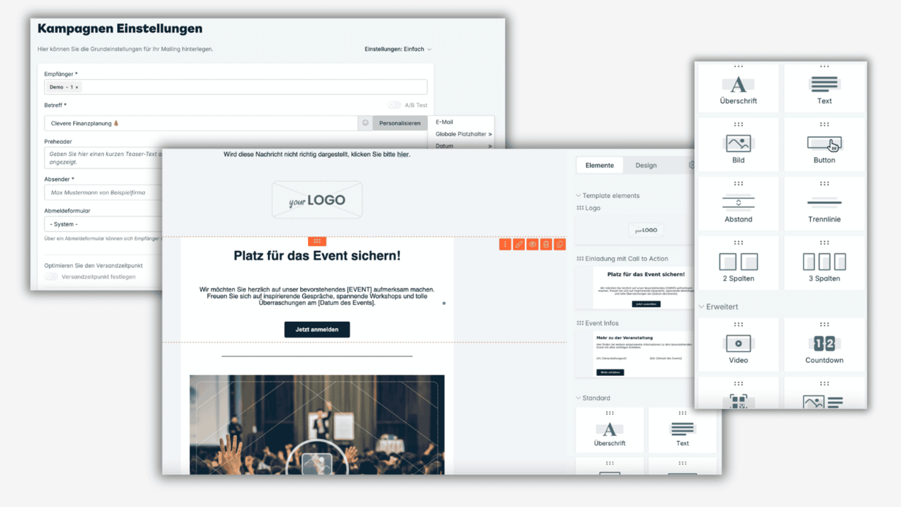 E-Mails und Kampagnen sind auch ohne Vorkenntnisse schnell erstellt. E-Mails und Kampagnen sind auch ohne Vorkenntnisse schnell erstellt.