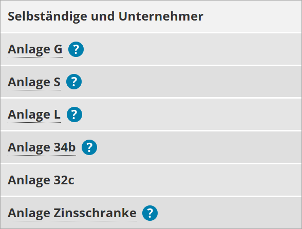 Anlagen Einkommensteuererklärung für Gewinneinkünfte