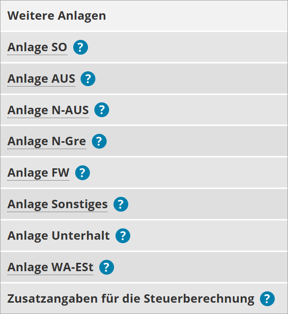 Anlagen Einkommensteuererklärung: sonstige Anlagen
